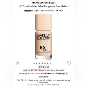 MAKE UP FOR EVER - HD Skin Undetectable Longwear Foundation